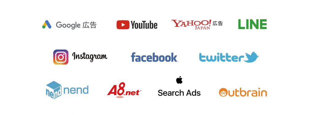Google広告、YouTube広告、Facebook広告、LINE広告